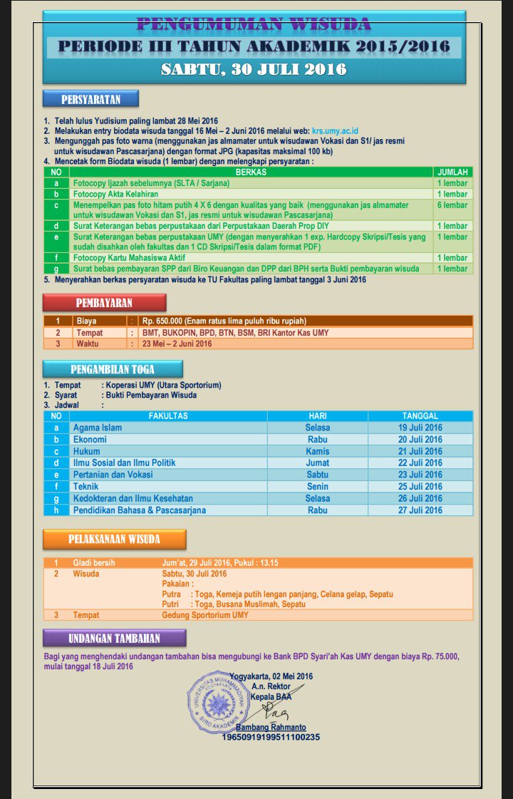 {INFO} Pengumuman Wisuda Periode 3 / Sabtu 30 Juli 2016 #infoakademik