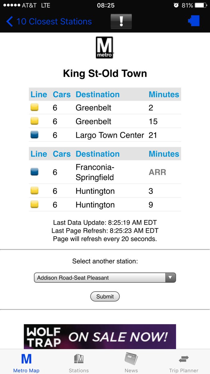 LinkhaPaulinka's tweet photo. Really #WMATA? 21 min wait for @BlueLine during rush hour? #DCmetroFail #DCmetro https://t.co/uvB9Kdo8zW