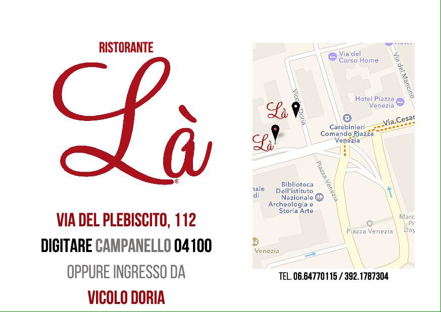 Ecco dove é Là il mio nuovo ristorante presso <a href="/doriacenter/">Doria Center</a> su Piazza Venezia. Vi aspettiamo #andyluotto