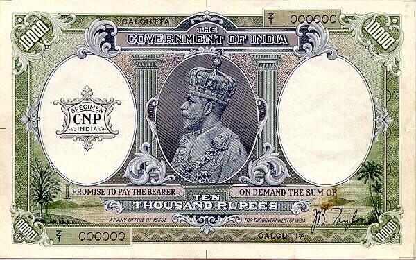 Indianhistory Rs 10 000 Banknote Printed At Currency Note Press Nasik C 1930 1935 Indianhistory Rs 10 000 Banknote Printed At Currency Note Press Nasik C 1930 1935