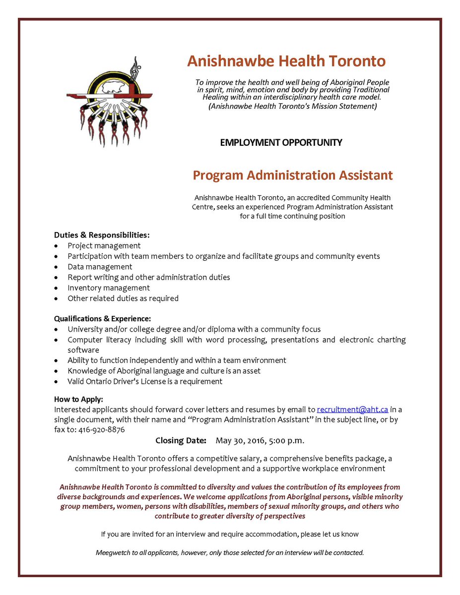 anishnawbe's tweet image. Join our team! We're seeking an experienced  FT Program Admin Assistant. #adminassistant #torontojob #aboriginal
