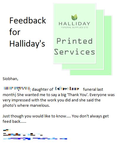 Halliday_FS's tweet image. We all love great feedback. Our printed services have never had any bad feedback.