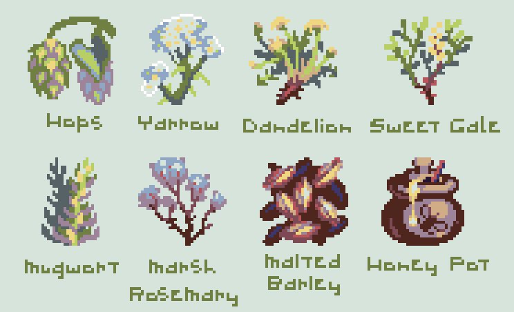 Peter Queckenstedt On Twitter 32x32 Sprites For Nihilocrat S Alewife Brewing Game 16 Colours Using The Erstus16 Palette Pixelart Tojam twitter