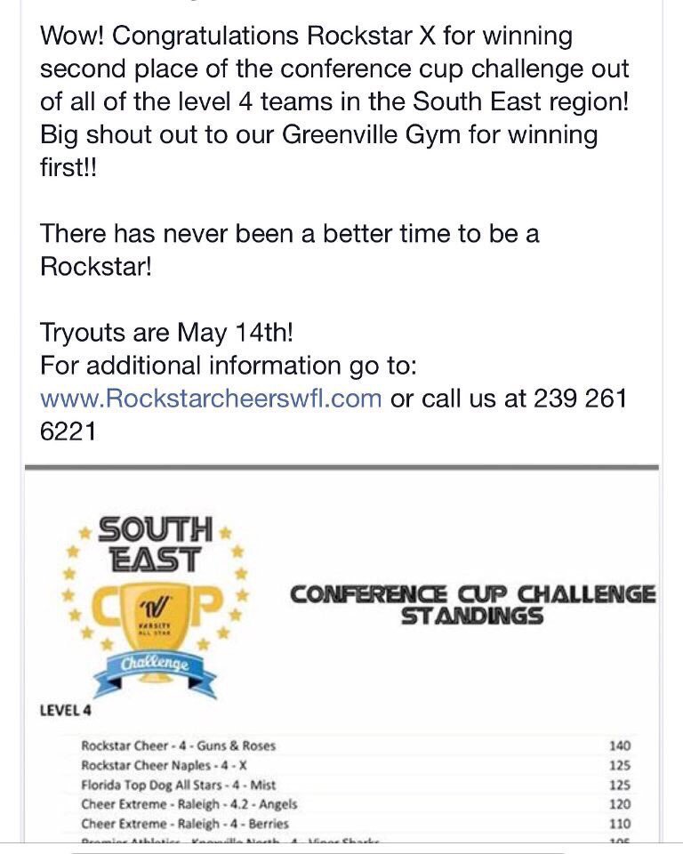 RockstarSWFL's tweet photo. Want to be a part of the BEST level 4 team in the state? Team evaluations are THIS Saturday!! https://t.co/UX08AhNiYq
