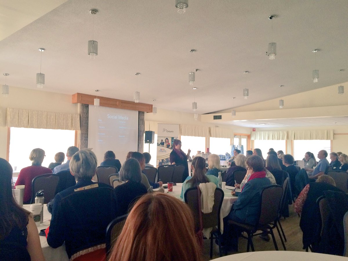 OrangevilleED's tweet image. Kim McBrien Evans of @indigodragonfly sharing her #socialmedia knowledge with local #artsandculture businesses