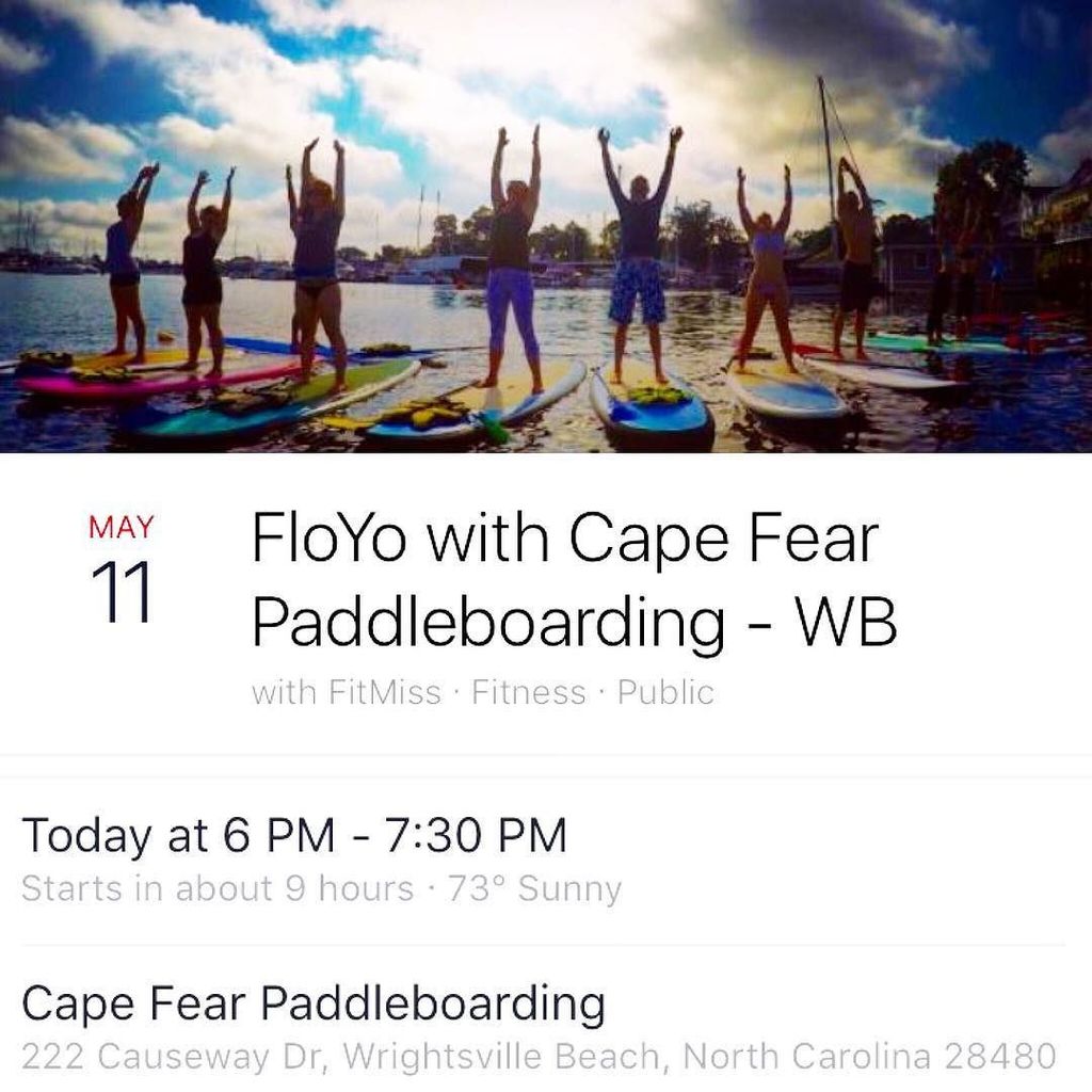 Join @__fitmiss TONIGHT for some @floyofit!!! Meet @surfberrywb at 5:45pm! #Floyo #LoveToSUP #YOGA