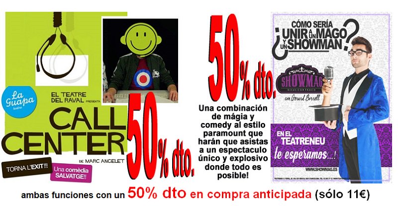 My_Entrada's tweet photo. #CallCenter en @teatredelraval o #ShowMag @SomTeatreneu desde 11€ ya!
https://t.co/4xhIFBf2md https://t.co/cBbrHDvtBB