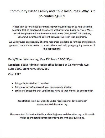 DPSPositivePost's tweet photo. Parents!! Don't miss this FREE Q&amp;A session at SEEM Collaborative re: "Community Based Family and Child Resources" https://t.co/HYKwYNToZ9