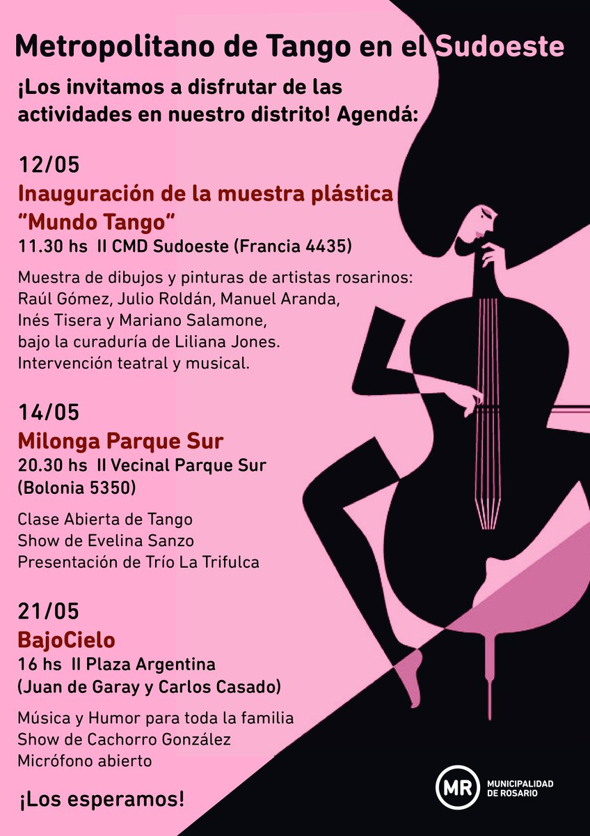 CMDSudoeste's tweet photo. #MetropolitanoDeTango -> #Mañana 11.30hs Muestra Plástica #MundoTango en @CMDSudoeste Te esperamos! @CulturaRosario https://t.co/gdp6twQMvq
