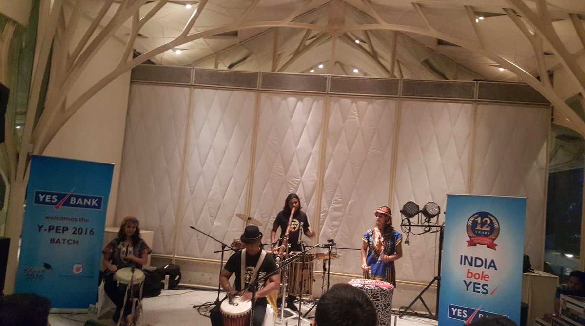 astha_kapoor07's tweet photo. YES Bank High on DRUM CAFE #YPEP2016 #YesSchoolOfBanking #YesBank https://t.co/xFQdkzQHkd