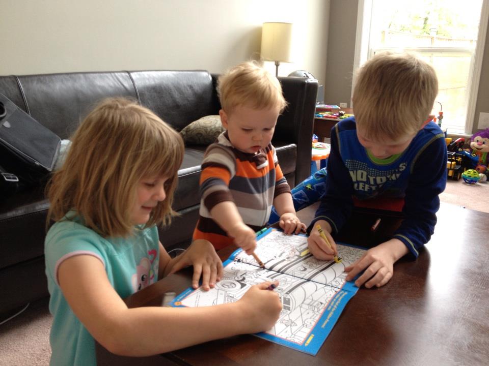 In 2013 on this day I came downstairs to see this crew working away. They loved being together! #RIPTeagan