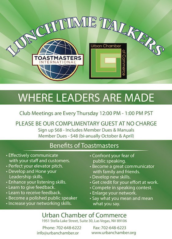 Join us tomorrow at noon as we celebrate our 1 year anniversary! #Toastmasters #Vegas <a href="/UrbanChamber/">Urban Chamber</a>