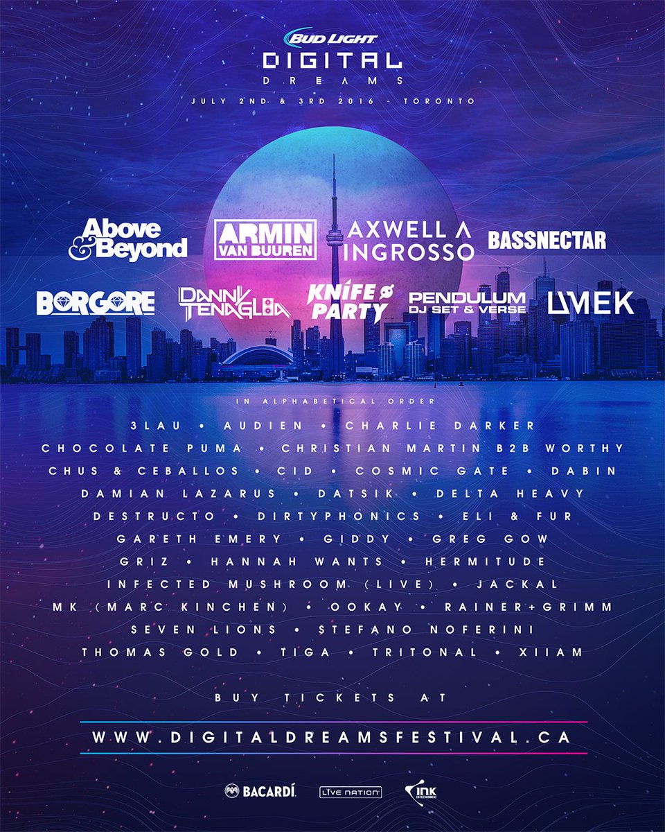 LiveNationON's tweet image. The @DigiDreamsFest full Festival Lineup is here! Follow the link for a chance to win tix: bit.ly/1OnrSF7
