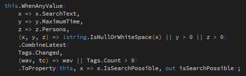 jonstodle's tweet image. Any #RxUI (or #ReactiveX) gurus know why CombineLatest is&apos;nt returning any values? The WhenAnyValue works by itself