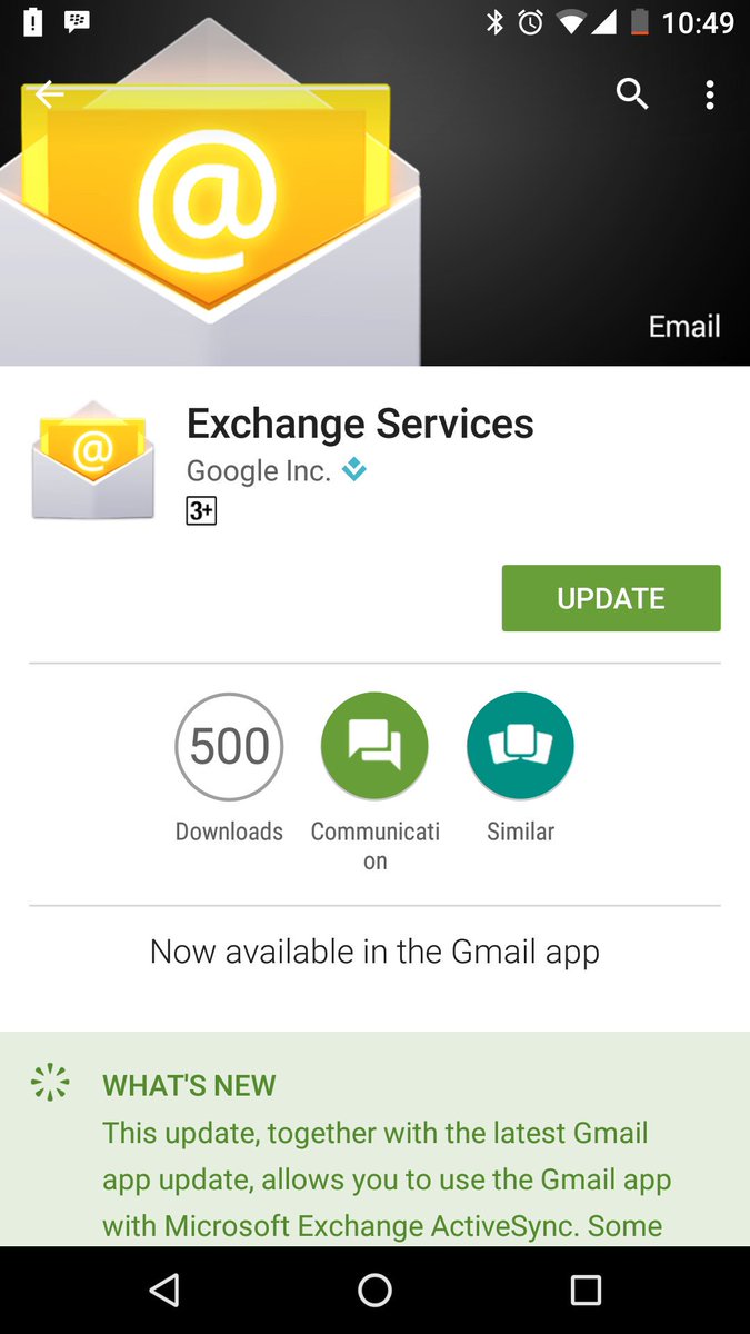 rmtux's tweet image. New #Android update to exchange services &amp;amp; @Gmail app, allows use with Microsoft Exchange #ActiveSync