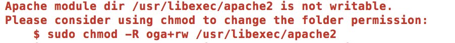 ZeeCoder's tweet image. Loving #PHPBrew, but having issues with permissions on /usr/libexec/apache2 on #Mac. Help any1? (Chmod didn&apos;t help.)