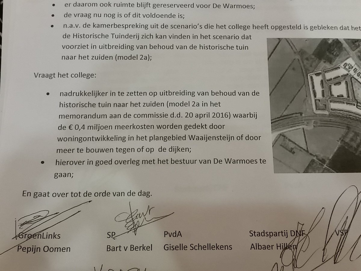Motie over onderzoek behoud historische tuin #Warmoes in Lent unaniem aangenomen door #raad024