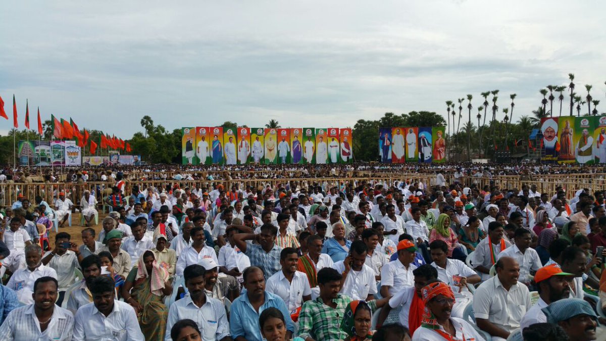 BJP4TamilNadu's tweet image. Prime Minister Shri.@narendramodi&apos;s #Vedaranyam Public Meeting today.

#ModiInTN