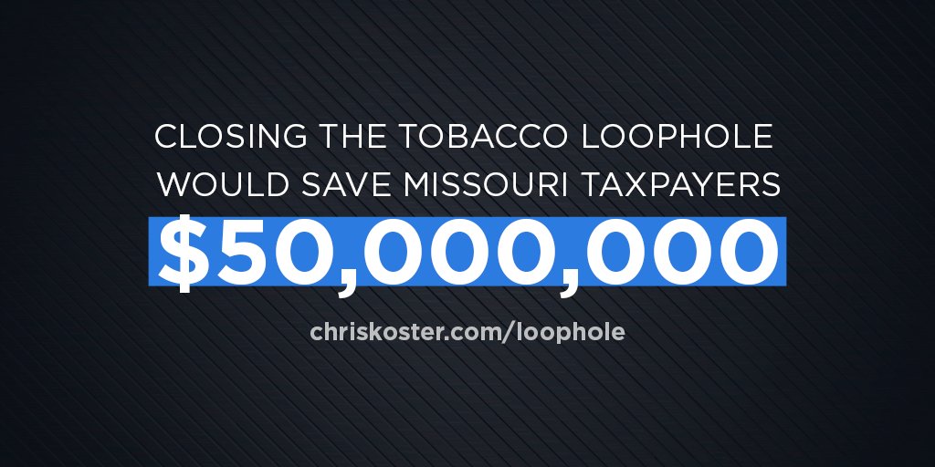 Koster4Missouri's tweet photo. #moleg should fight for MO families, not tobacco companies. Let's #FixTheLoophole → https://t.co/ExEnDMd0B8 https://t.co/LQfT7RDIFl