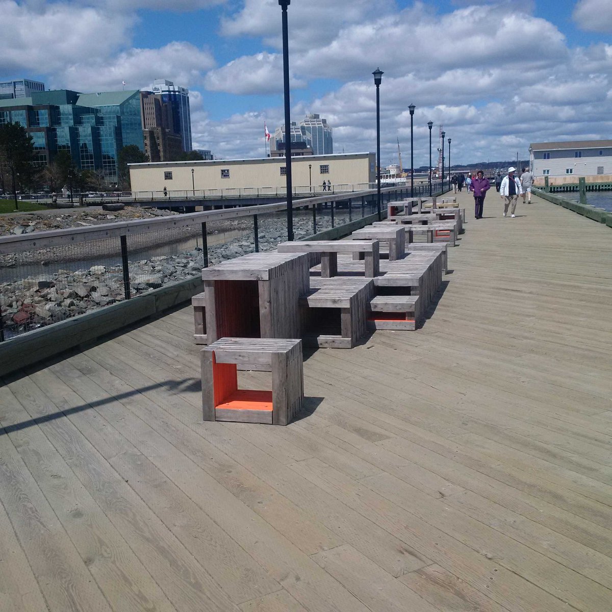 Fun waterfront benches!