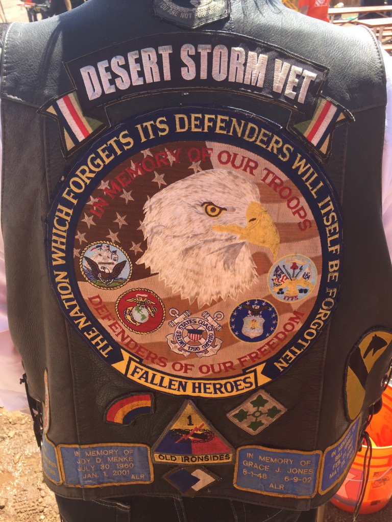 Awesome vest worn by one of the awesome veterans on site here today. #serviceselfie <a href="/TeamDepot/">Team Depot</a>