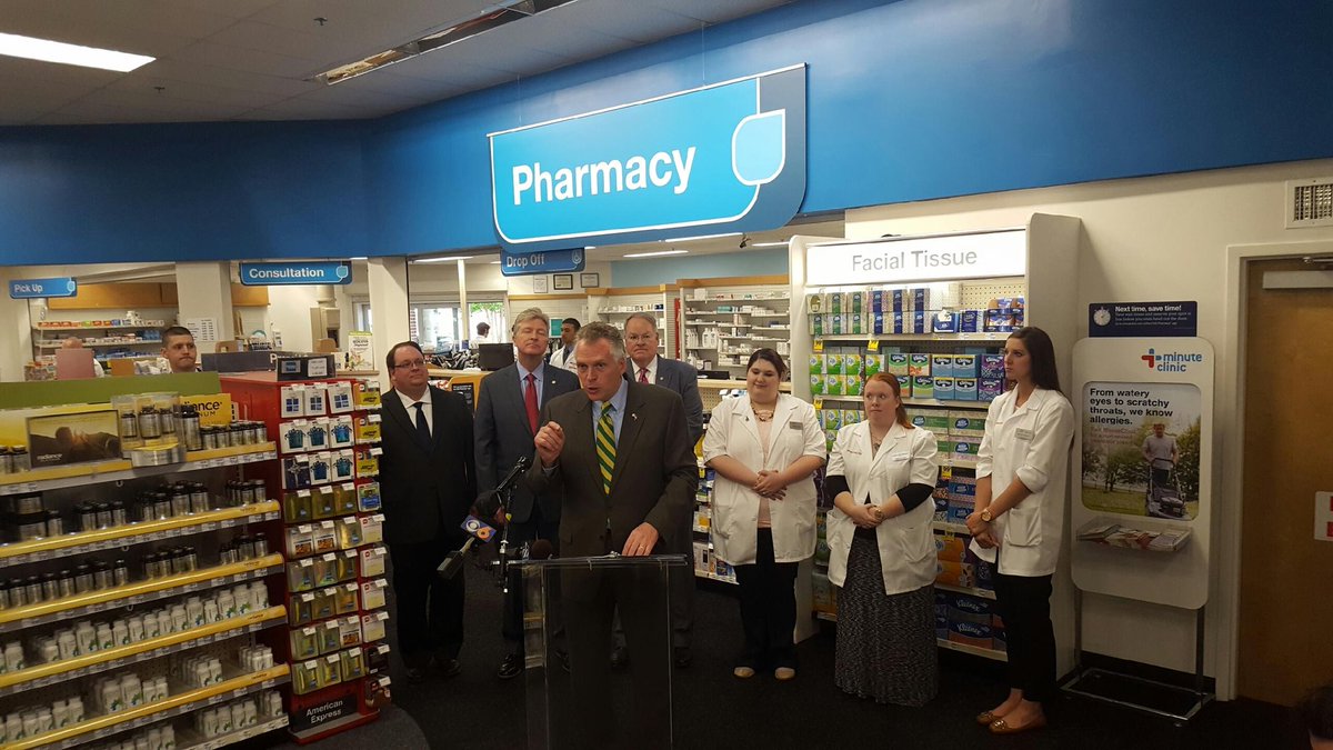 Gov announces CVS providing Naloxone w/o prescription to help combat addiction throughout VA