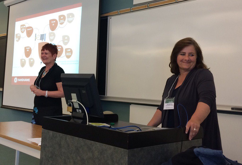 sjruttan's tweet photo. Go Darlene & Marg, team #Fanshawe! Realizing Student Success Presentation @ #CCVPS @FanshaweCS https://t.co/96vLbVEZpH