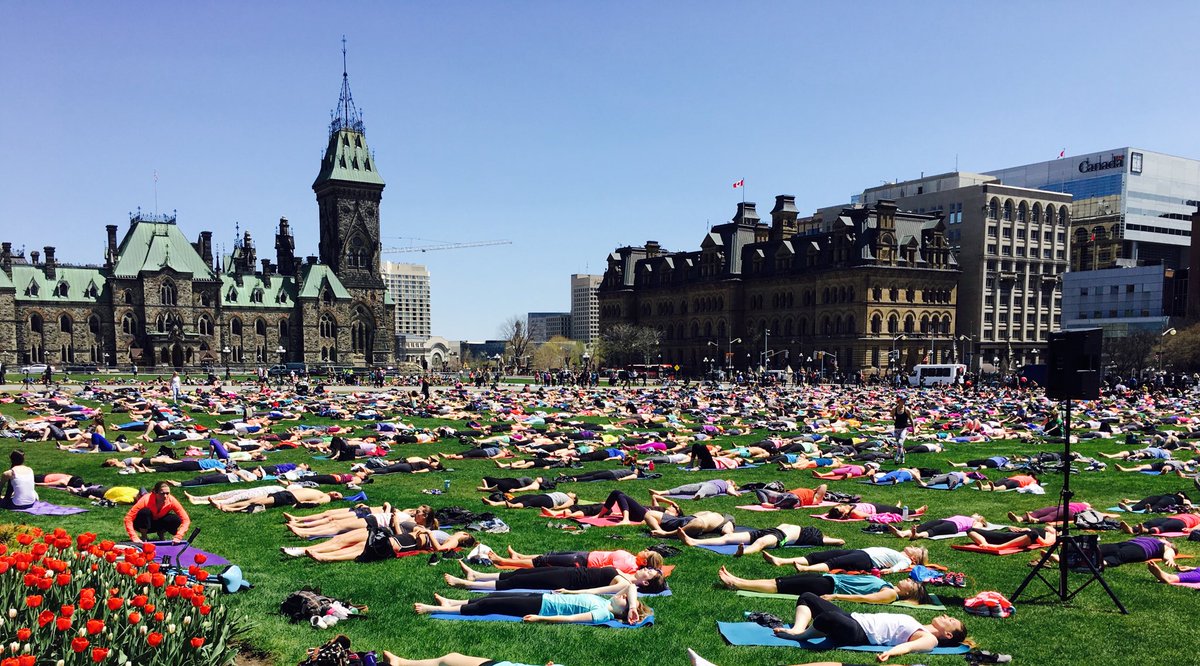 Yoga on the Hill on a beautiful spring day ... come &amp; visit #Ottawa!