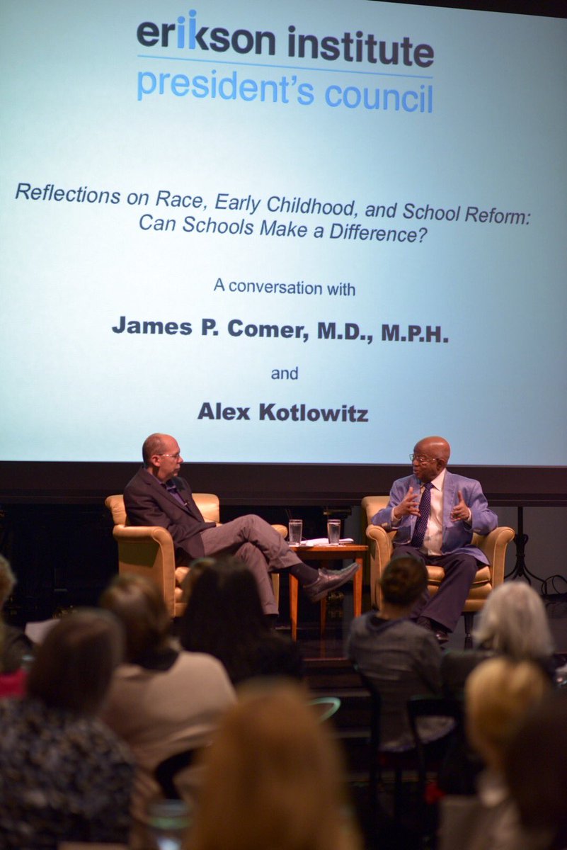 Important conversation between Dr. Comer and Alex Kotlowitz. Thank you for following along. #EriksonSchoolReform