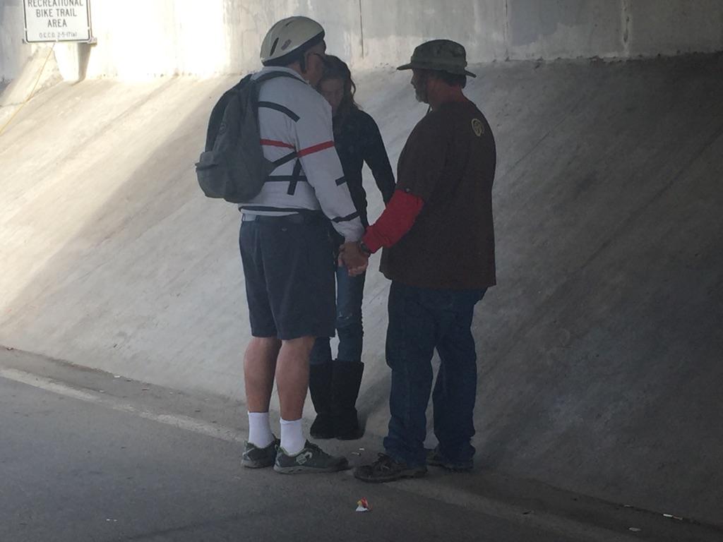 SBLocalOutreach's tweet photo. Sole 2 Soul Homeless Outreach praying on a Santa Ana Riverbed bike ride. #mercyprojects #MiracleofMercy https://t.co/l9yHn9PkRY