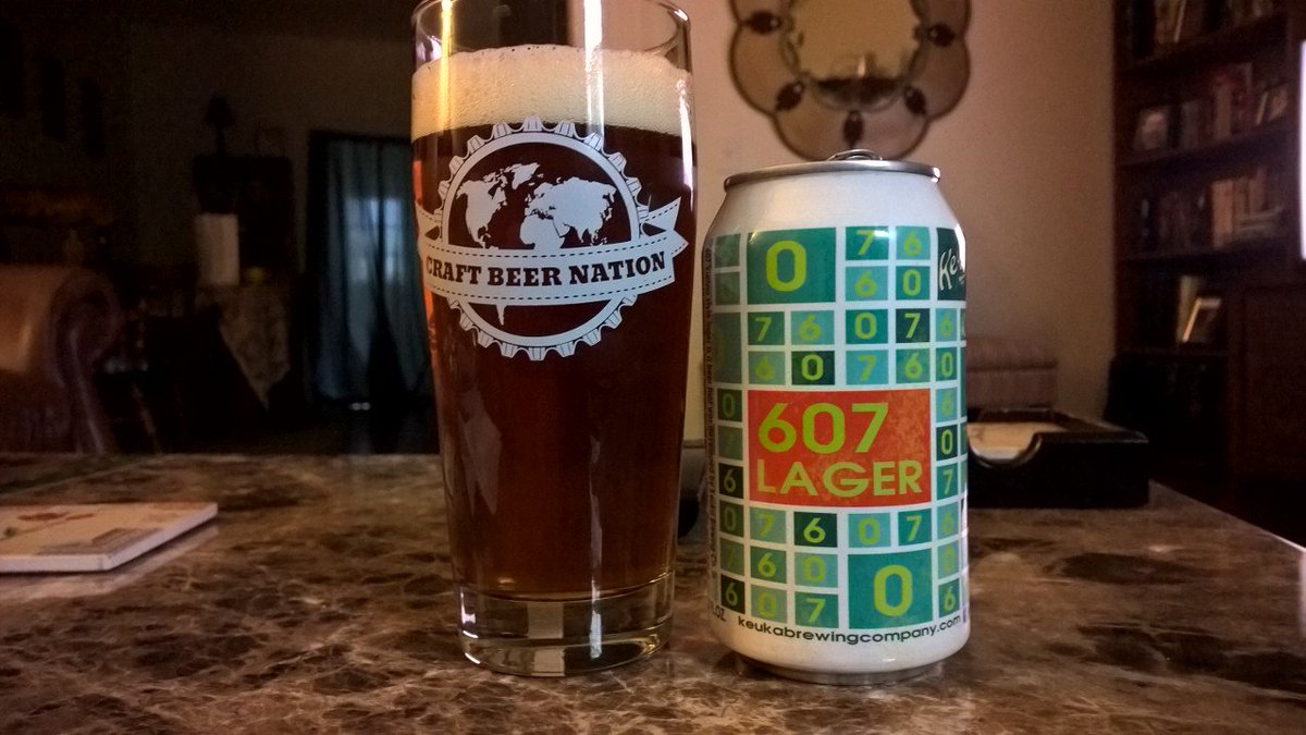 cedunkley's tweet photo. My new go to #lager is a Vienna Lager, a style I don't care for. But this @KeukaBrewingCo 607 Lager is excellent. https://t.co/QGyMp4G2sb