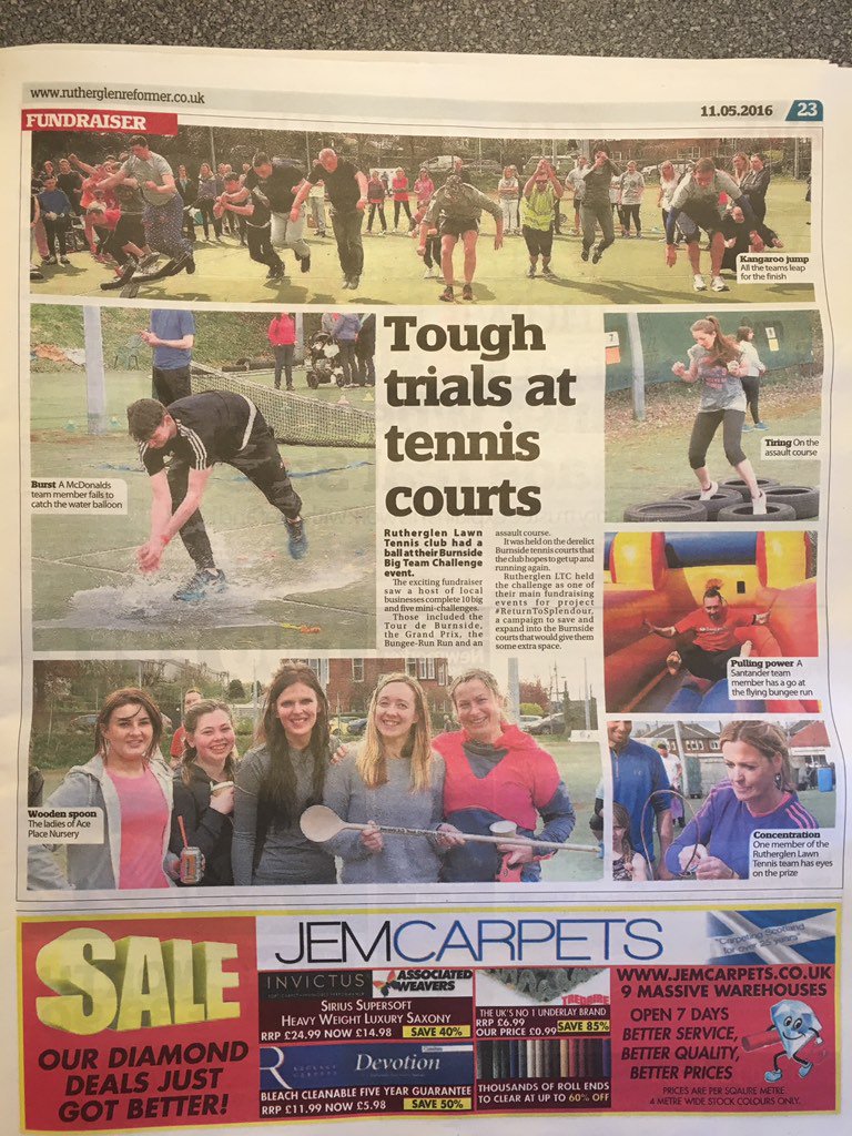RutherglenLTC's tweet photo. #BurnsideBIGTeamChallenge features in @RuglenReformer for 3rd wk in row! Gr8 photos @debsdoestennis &amp; @KatieSemple https://t.co/cWO9Se97UB