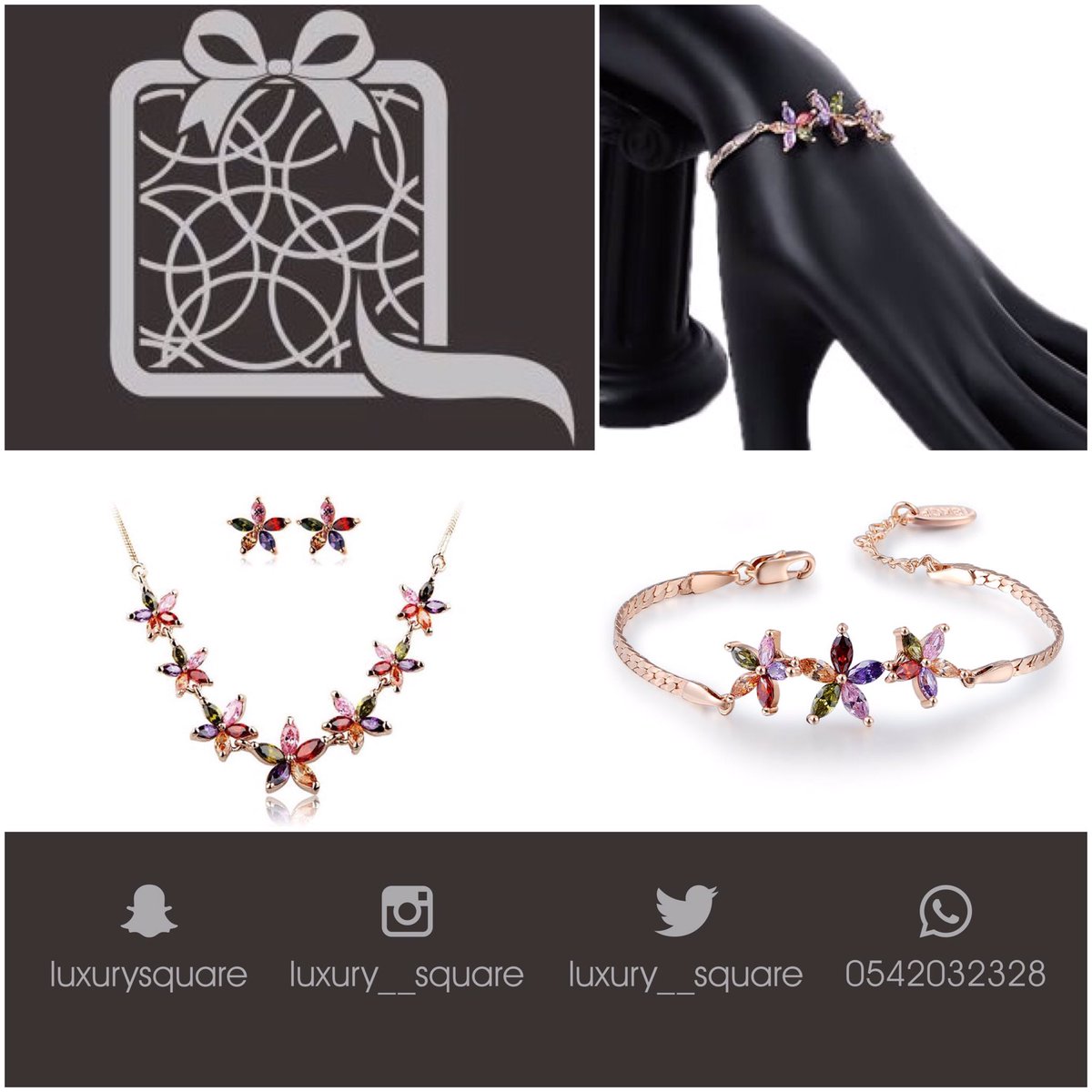 walayf_store's tweet photo. #طقم #اكسسوار مكون من سلسال وحلق و#اسوارة مطلي ذهب لون روز غولد ومزين بالكريستال النمساوي بسعر ٢٤٥ ريال #يعطيك_خيرها https://t.co/GATvbfUxB7