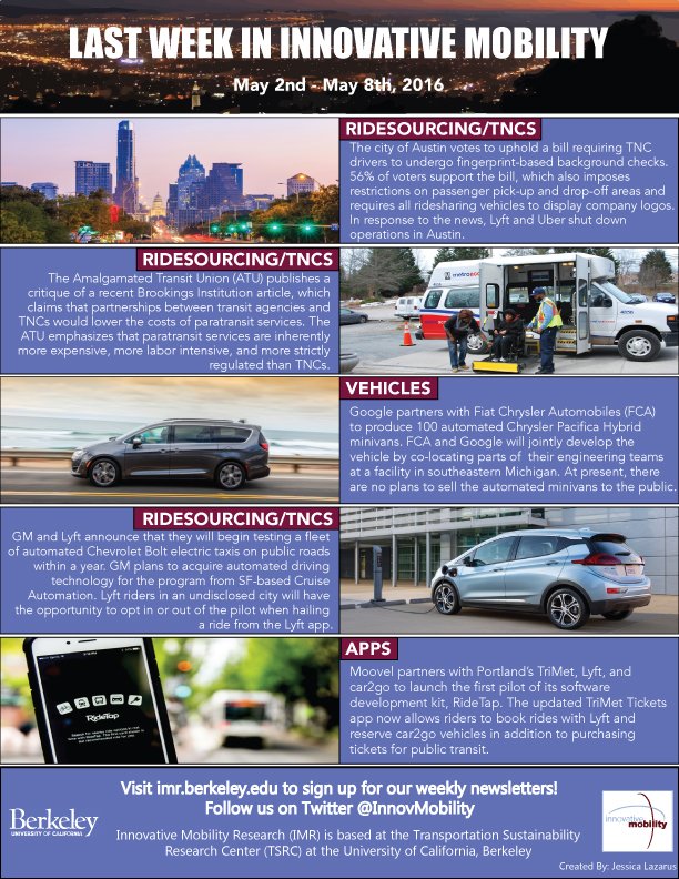 SusanShaheen1's tweet image. &quot;Innovative Mobility Highlights: May 2nd to May 8th, 2016&quot; on @LinkedIn linkedin.com/pulse/innovati… #dmo2015 #carsharing