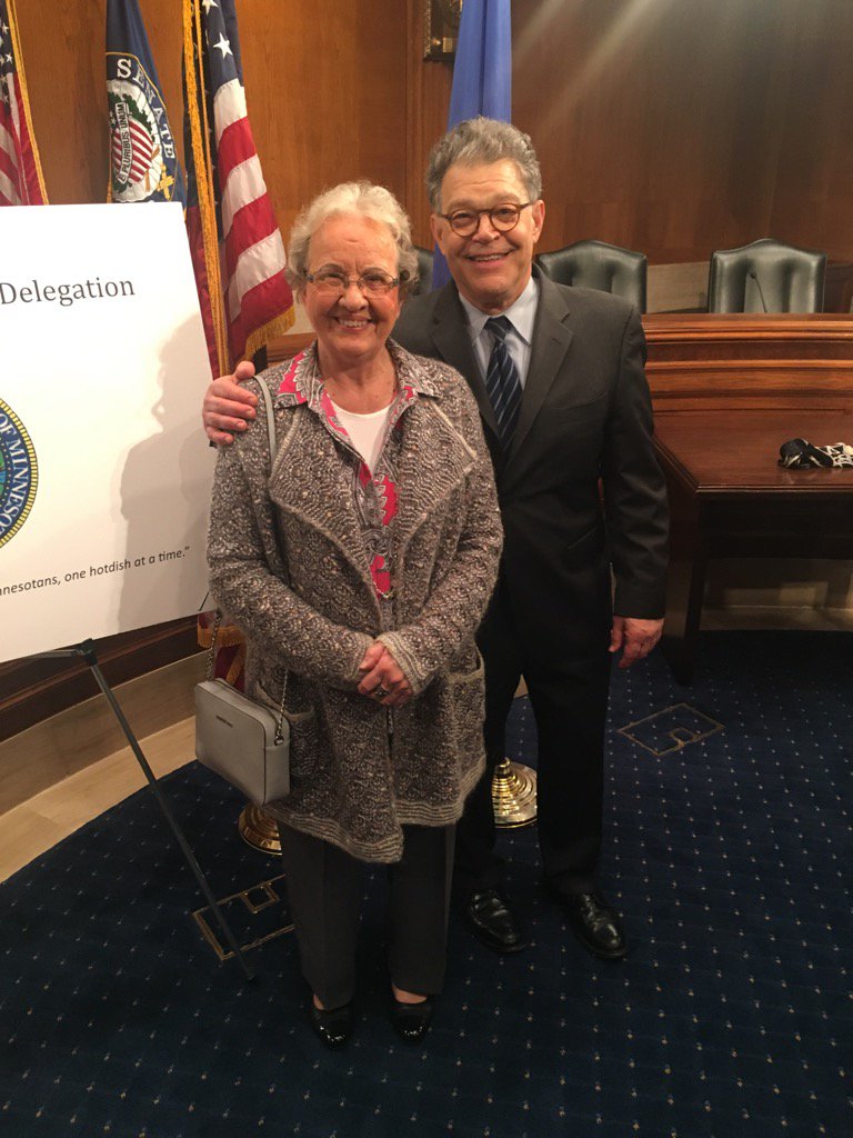 tomsietsema's tweet photo. My mom, 88, was thrilled to judge today's Minnesota hotdish contest on the Hill with @alfranken #sunbeaming https://t.co/0I9fsc7KhS
