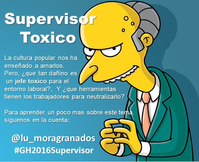 lu_moragranados's tweet photo. Es Mr Burns un mal jefe o es una estrategia gerencial? Para saber mas síguenos por #GH2016Supervisor @IESA #GH2016 https://t.co/k1VBzZk0yM