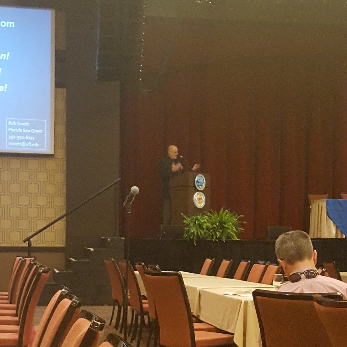JimmySanders22's tweet photo. Dr. Bob Swett discussing how artificial reefs are beneficial to the local economy at #SOOC16 #StateofOurCoast https://t.co/q7VACzZScM