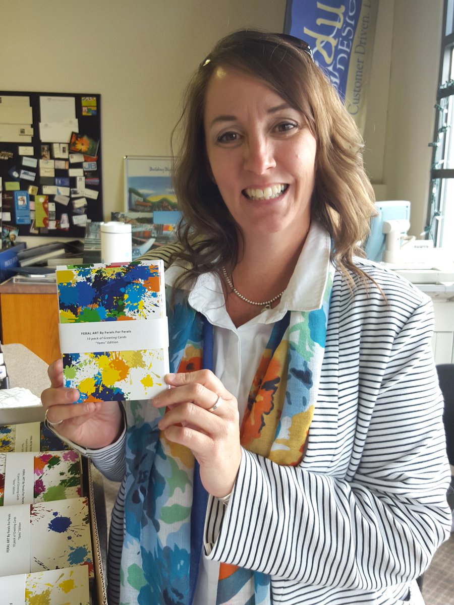 Thx to <a href="/Animalloverkim/">Kimberly McFarland</a> &amp; <a href="/tinykittensHQ/">TinyKittens HQ</a> for having us print your "yam" feral art cards for charity! #adoptdontshop