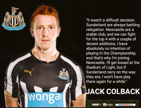 SundayShoutsFC's tweet photo. Jack Colback when he signed for Newcastle from Sunderland.

Oh dear, oh dear. https://t.co/wnFoY17kg2