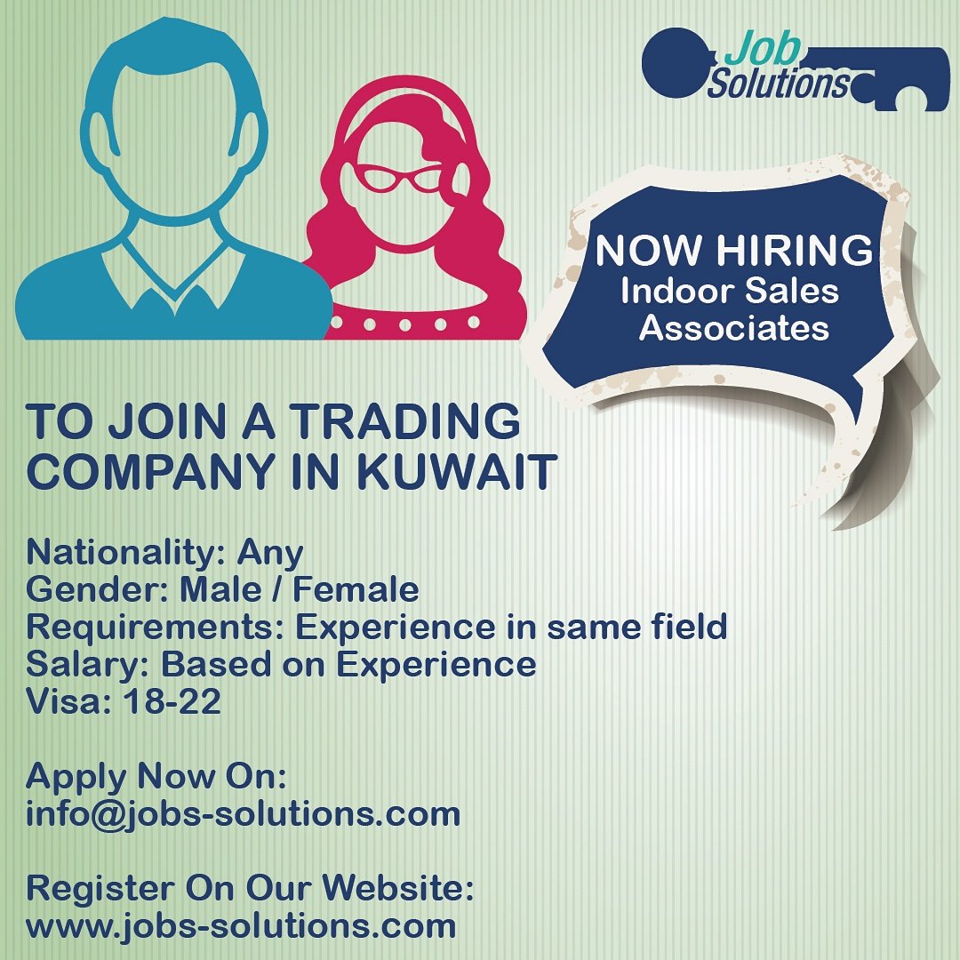 JobsSolutions's tweet image. Now hiring INDOOR SALES ASSOCIATES
#IndoorSales #sales #jobs #hiring #HireMorePeople  #jobsearch #jobboss 
@q8_Jobs