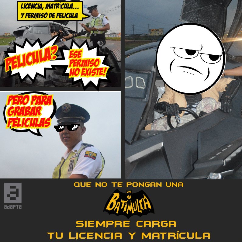 CTEcuador's tweet photo. Siempre carga tus documentos al conducir, haz como El Caballero de las Vías para que no te pongan una #Batimulta https://t.co/y16vCVY1JT