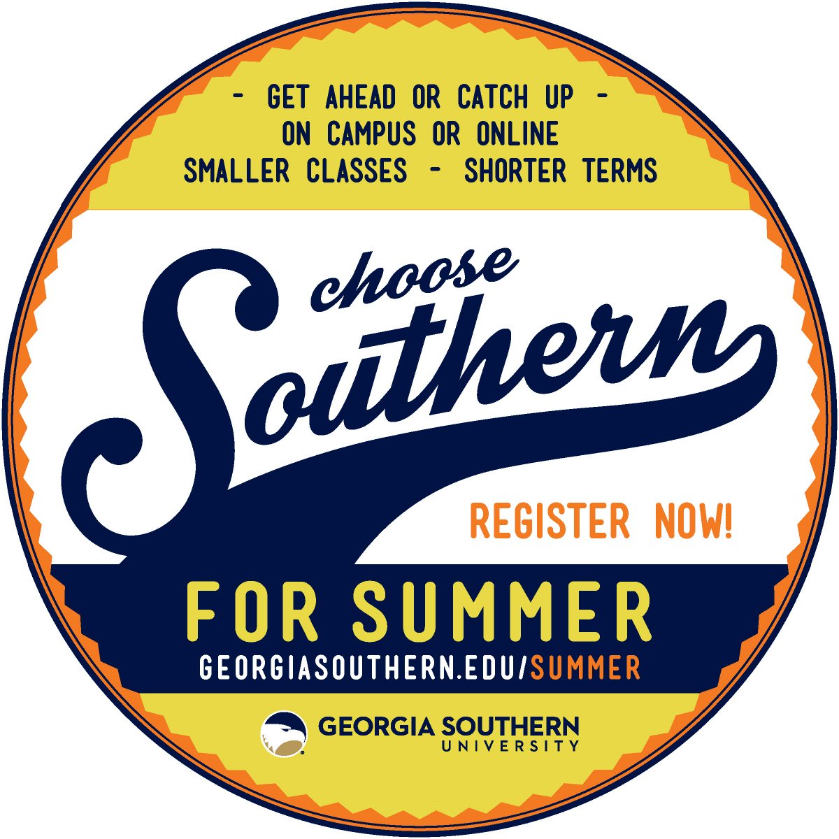 GeorgiaSouthern's tweet photo. There is still time to #ChooseSouthern for #Summer! Visit https://t.co/DdVmS9RnsF today to register for classes! https://t.co/Wg219la37P