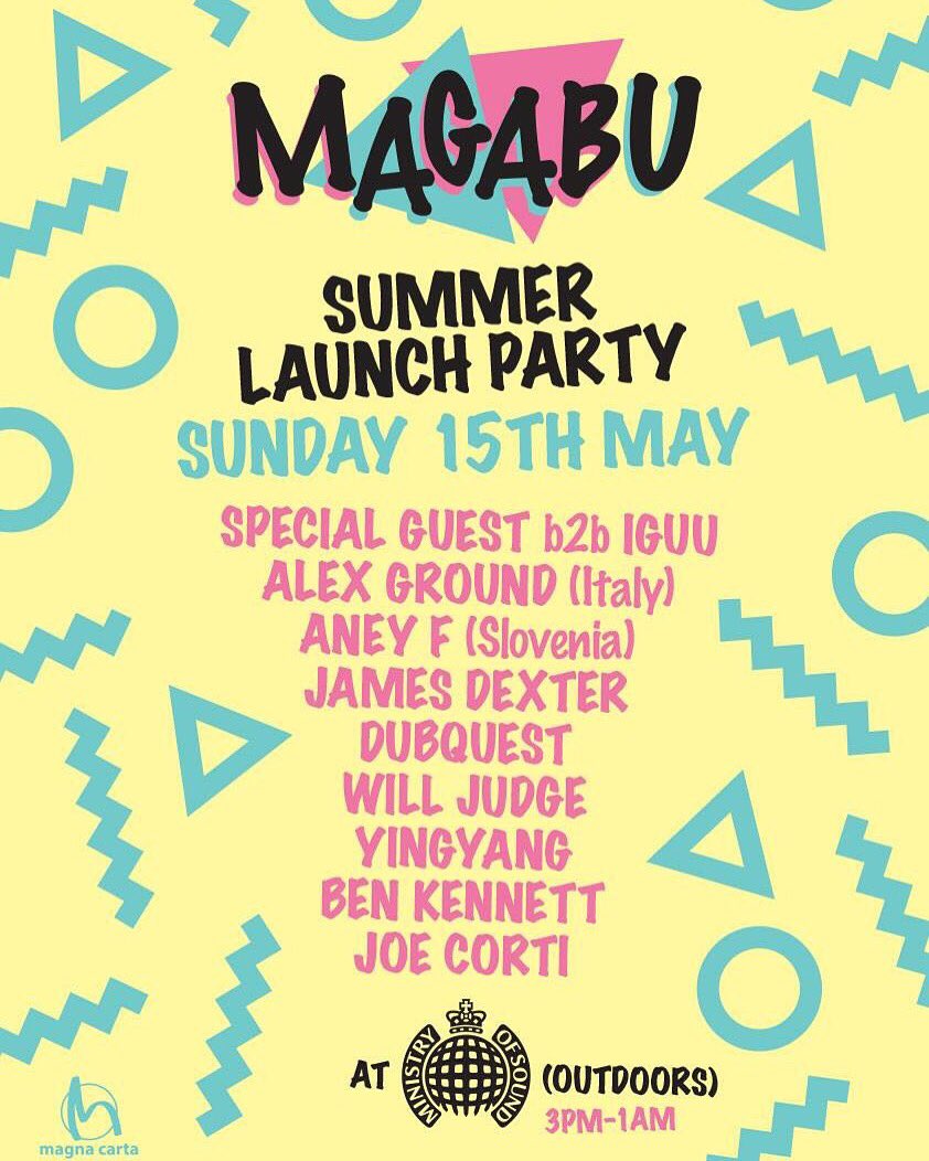MAGABU_LONDON's tweet photo. Full line up announced!!! MAGABU summer launch party @ministryofsound 3pm-1am

Car park rave https://t.co/Sl6978oYVi https://t.co/WZ4n29u3JM