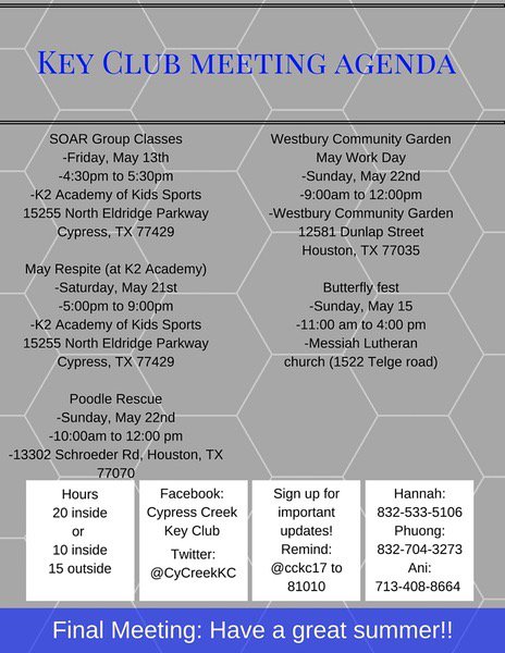 Here's the last agenda for the year!