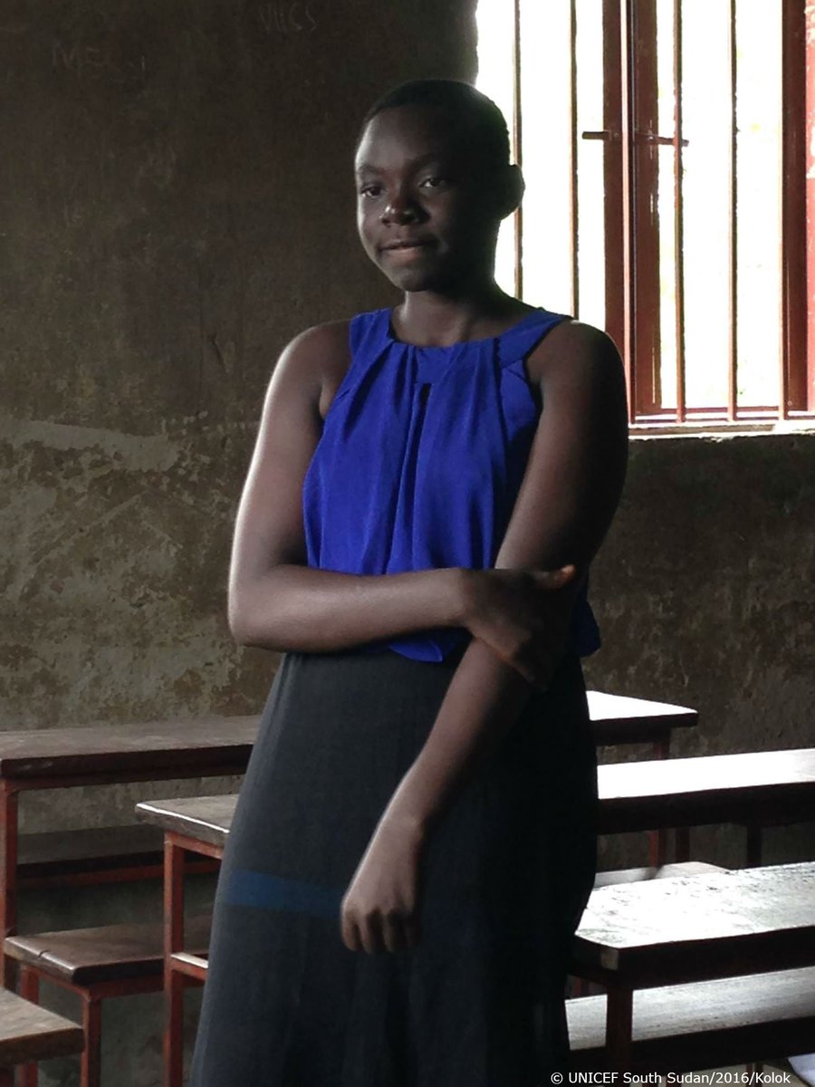 "I am happy to be back in school and looking forward to a bright future" Victoria, 16 from #SouthSudan <a href="/unicefssudan/">UNICEF South Sudan</a>