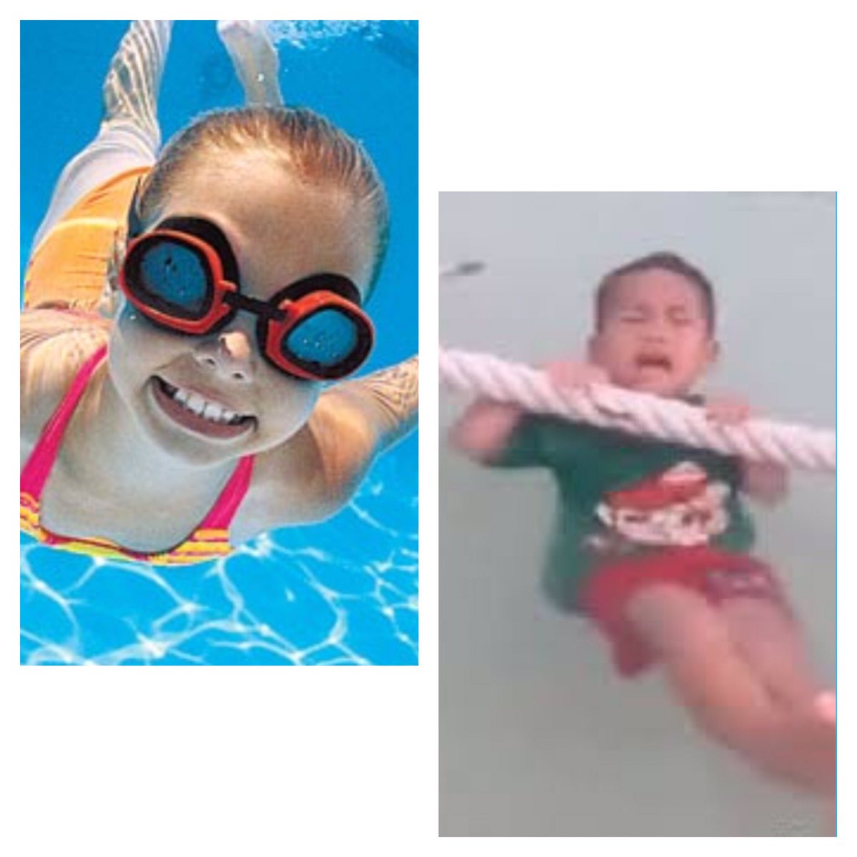 pick_play1's tweet image. How you picture swim lessons vs reality...