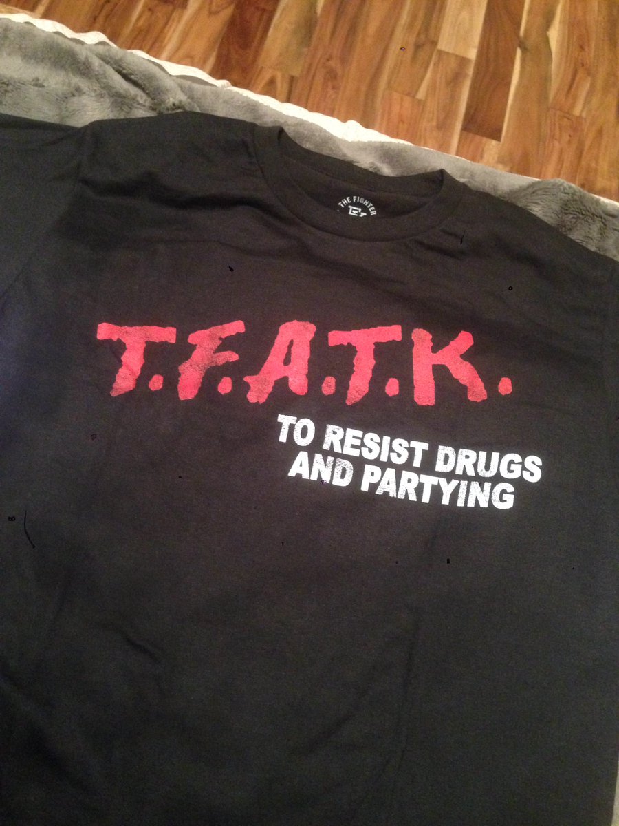 JakeKorolis's tweet photo. Just got my TFATK drugs and partying shirt, the show was hilarious, for sure make a season 2 #snail @FighterNtheKid https://t.co/xeiQgjVoxt