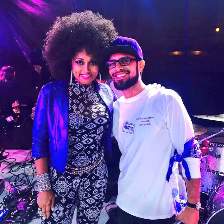 GriotsLament's tweet photo. @aleksmunoz w/ #MichaelJackson &amp; #Prince back-up singer #Marva at the #Prince #Memorial #Tribute in #DTLA https://t.co/t4cgKLGDY0