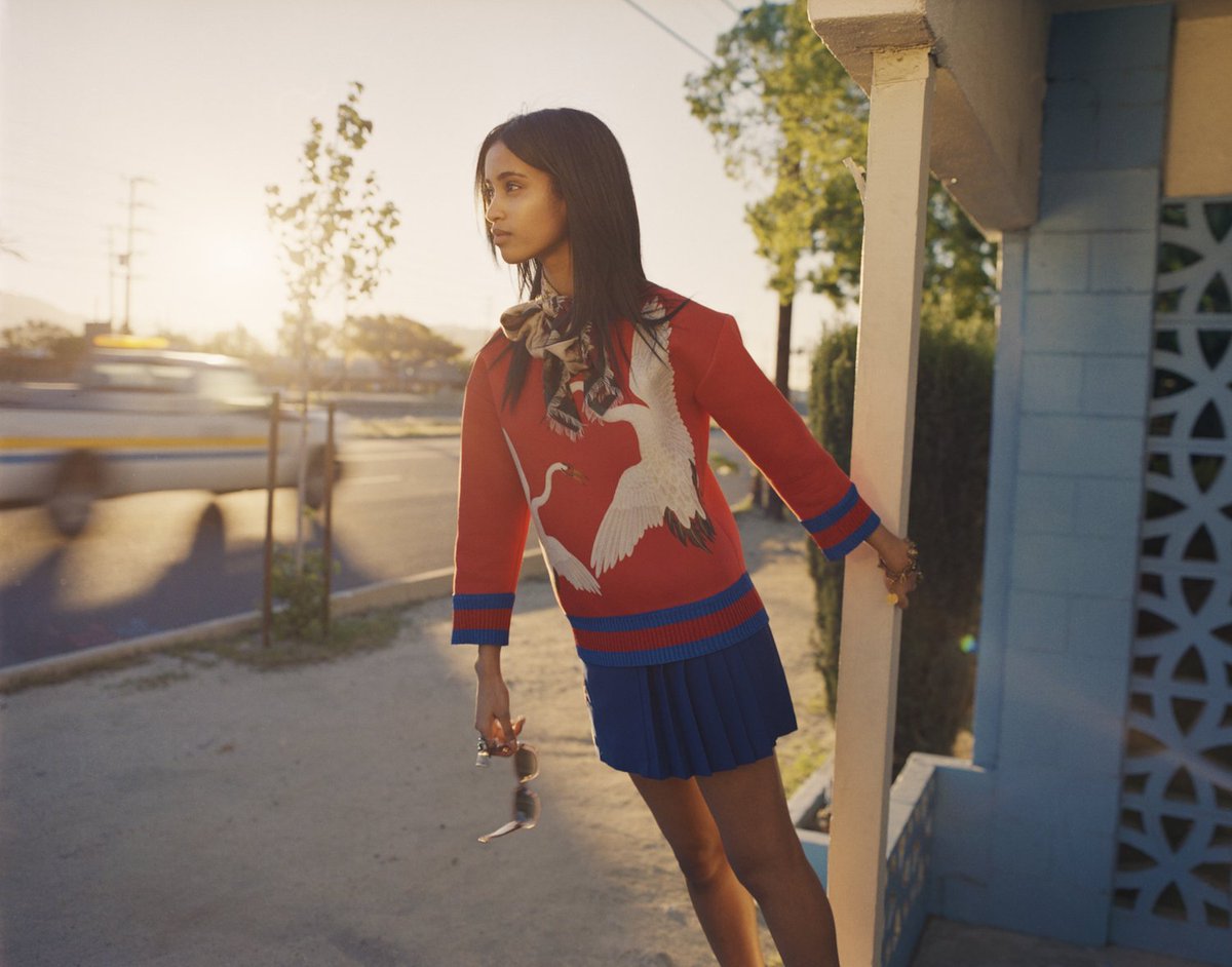 CRFASHIONBOOK's tweet photo. #Gucci's new campaign has us dreaming of summer sunsets and west coast road trips: https://t.co/8Eao2rNPog https://t.co/433uELlH5Z