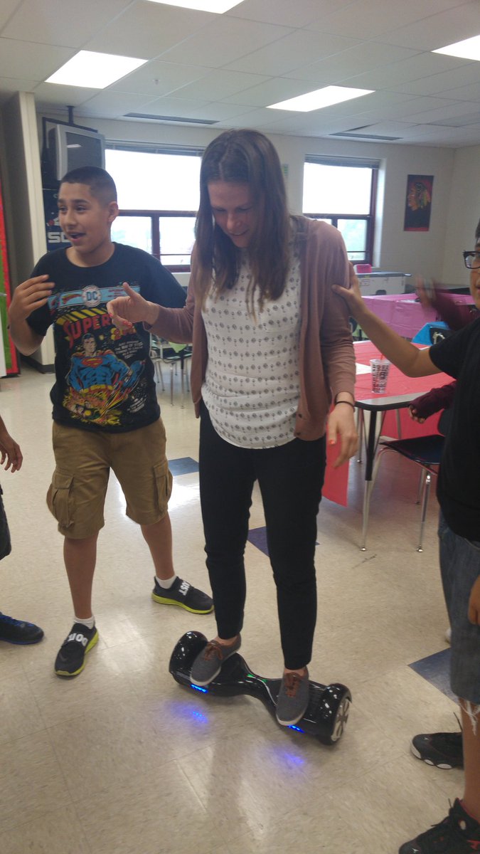 MsSlanker307's tweet photo. Brave #FMS8B teachers trying out the hover board! #engageFMS https://t.co/XqfipeiZWF